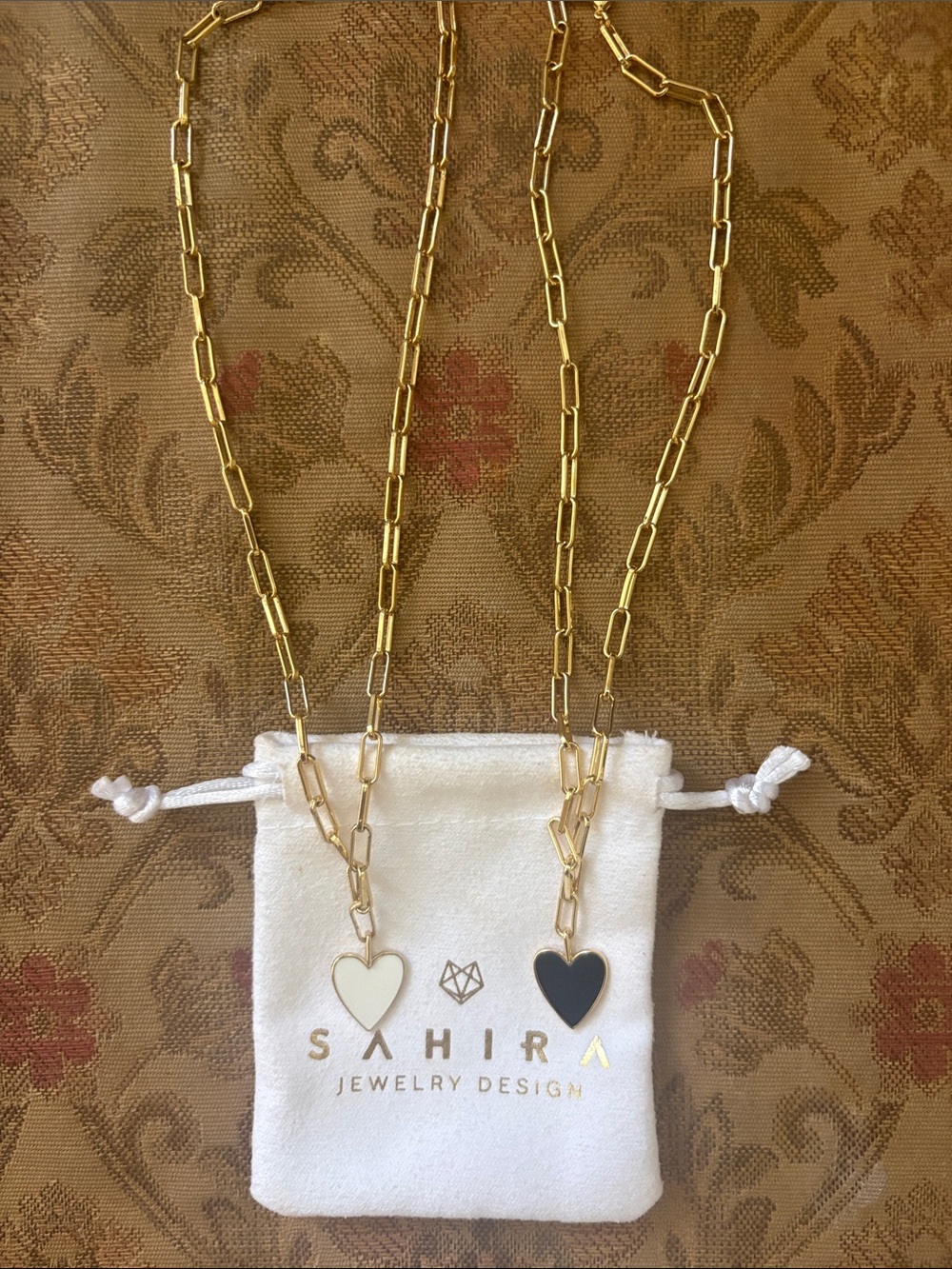 Sahira Jewelry Set of Two Enamel Heart Necklaces
NWOT